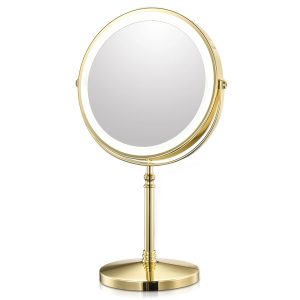 Makeup Mirror with Adjustable Lighting and 10X Magnification – USB-Powered Vanity Mirror (Gloden)